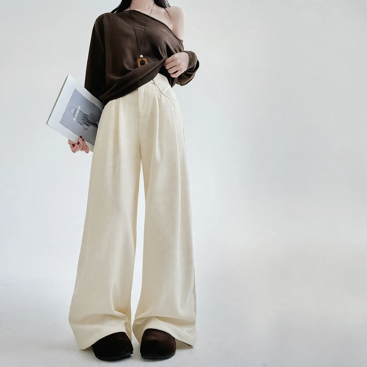 Padded corduroy suit pants with high waist