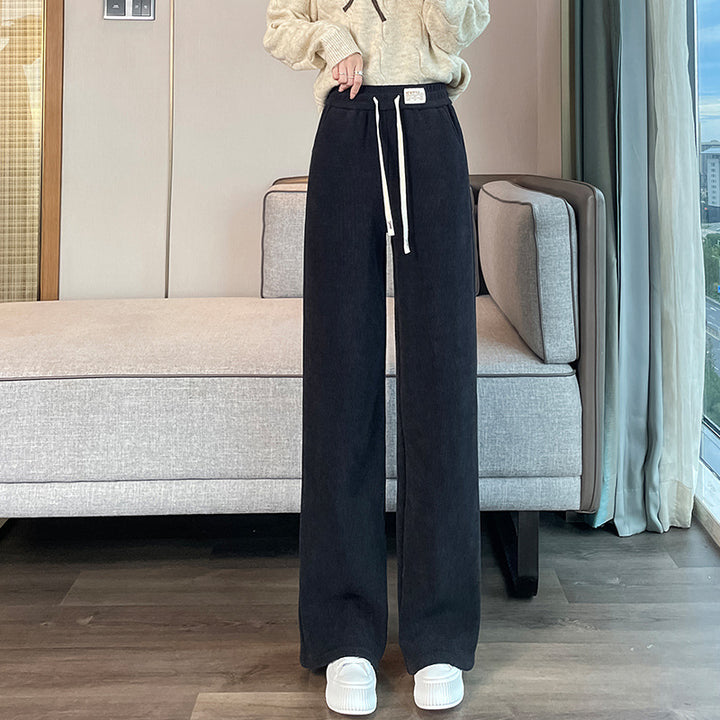 Lamb fleece cord pants for women