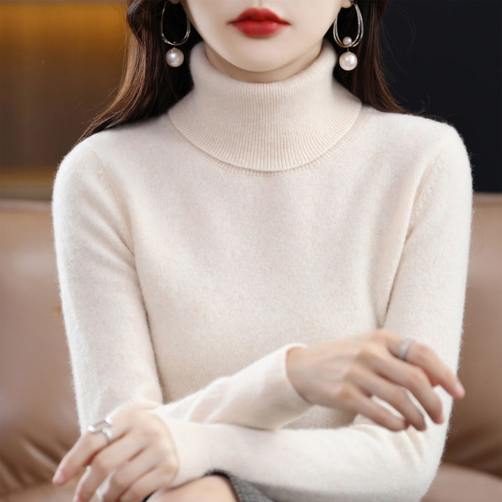 Elegant women's turtleneck sweater, knit, loose fit