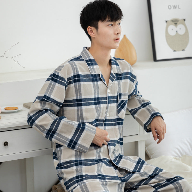 Padded cotton pajamas for men, checkered