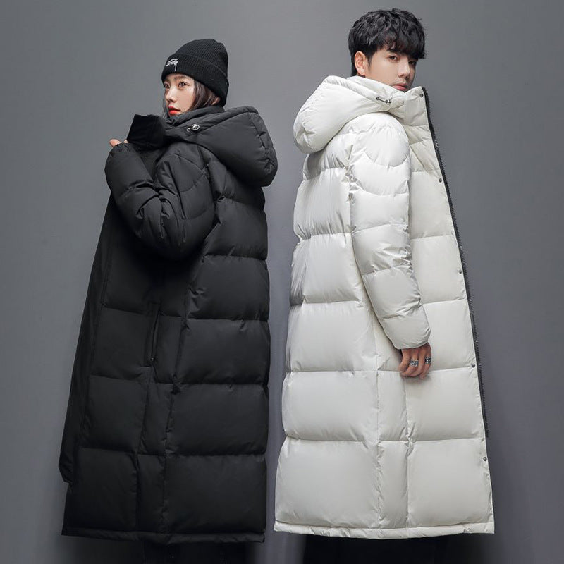 Long down coat for women and men, knee-length