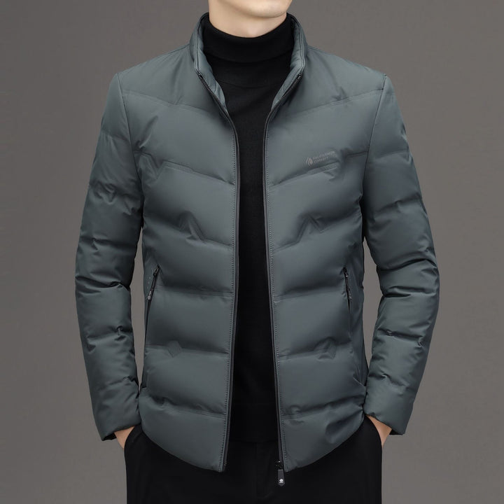 Men's down jacket with stand-up collar, white duck down