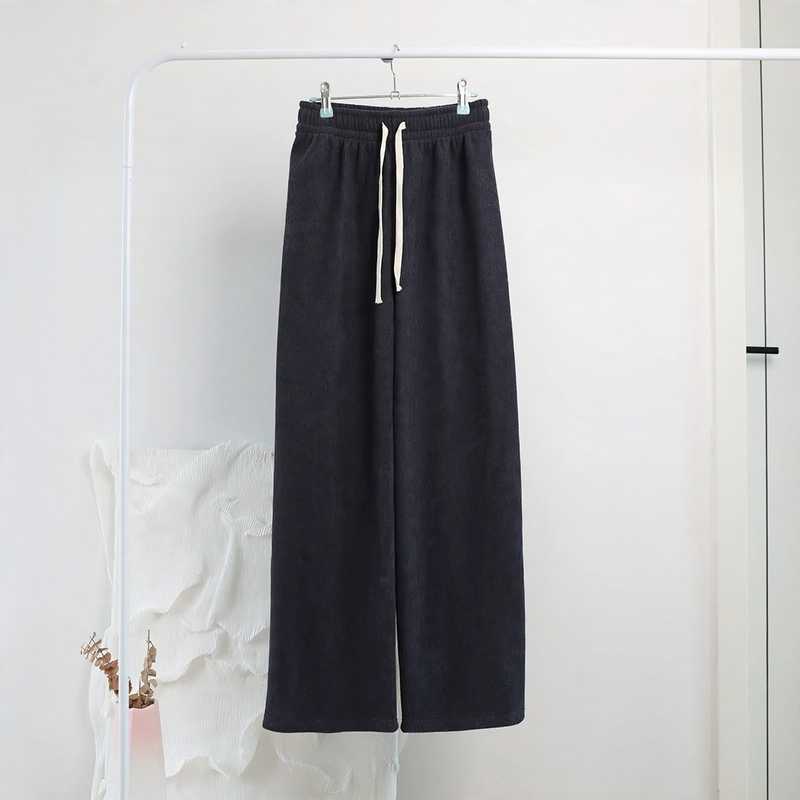 Casual cord pants with drawstring