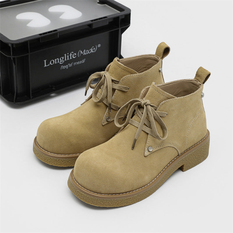 Men's Derby Shoes, Suede, Platform, Lace-up Boots