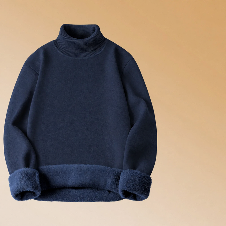 Men's Wool Modal Pullover, lined, stand-up collar, 650g