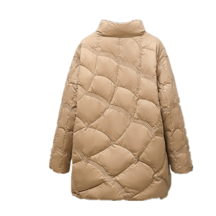 Light down jacket with stand-up collar for women, plus size
