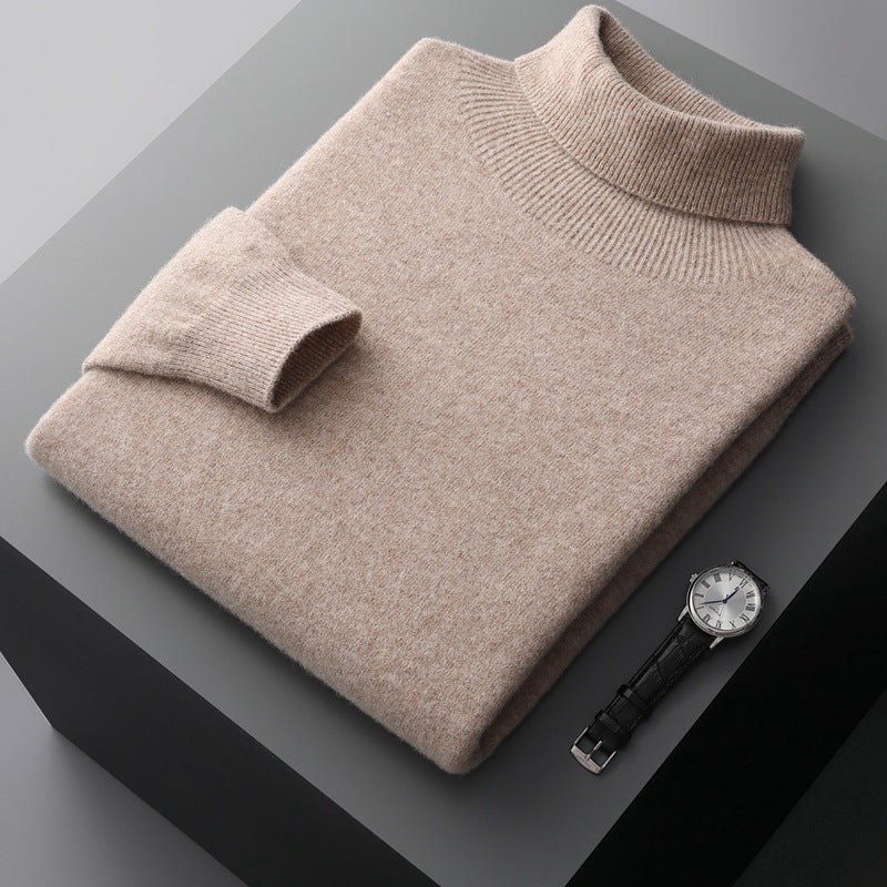 Men's wool pullover, roll neck, 350g, warm