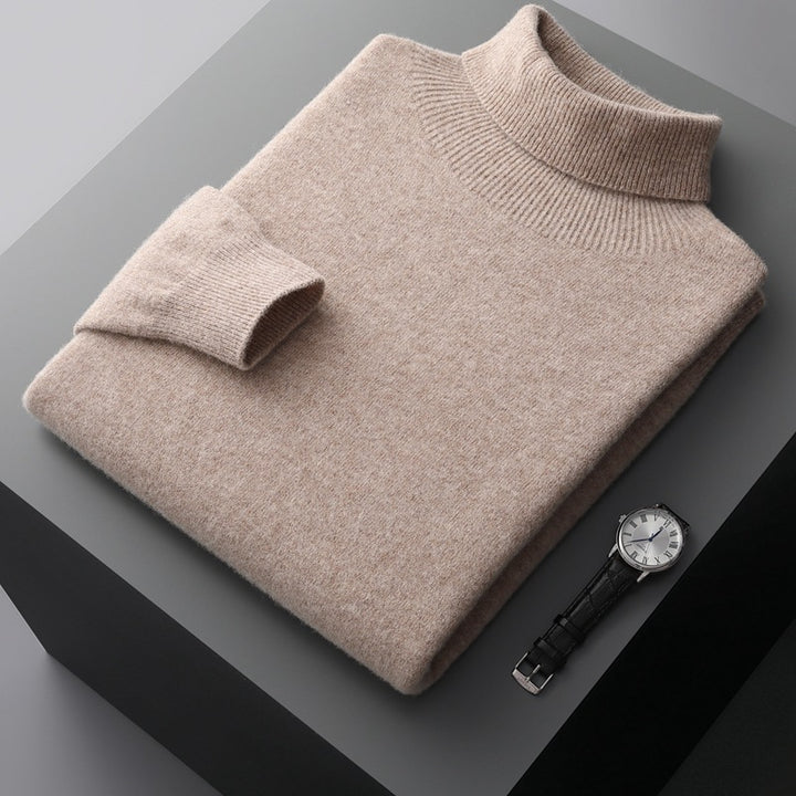 Men's wool pullover, roll neck, 350g, warm