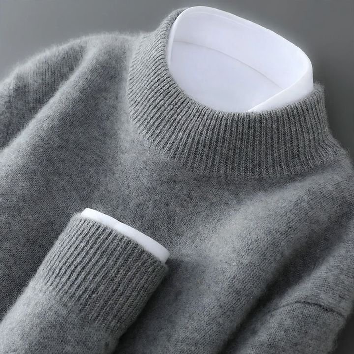 Men's wool sweater, stand-up collar, business style