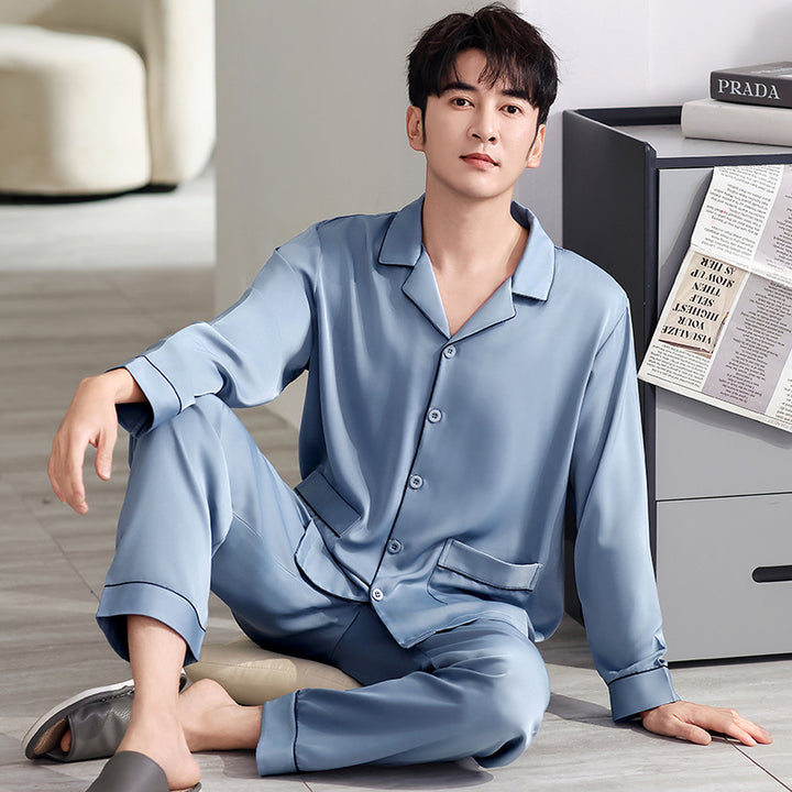 Light men's pajamas made of ice silk, breathable