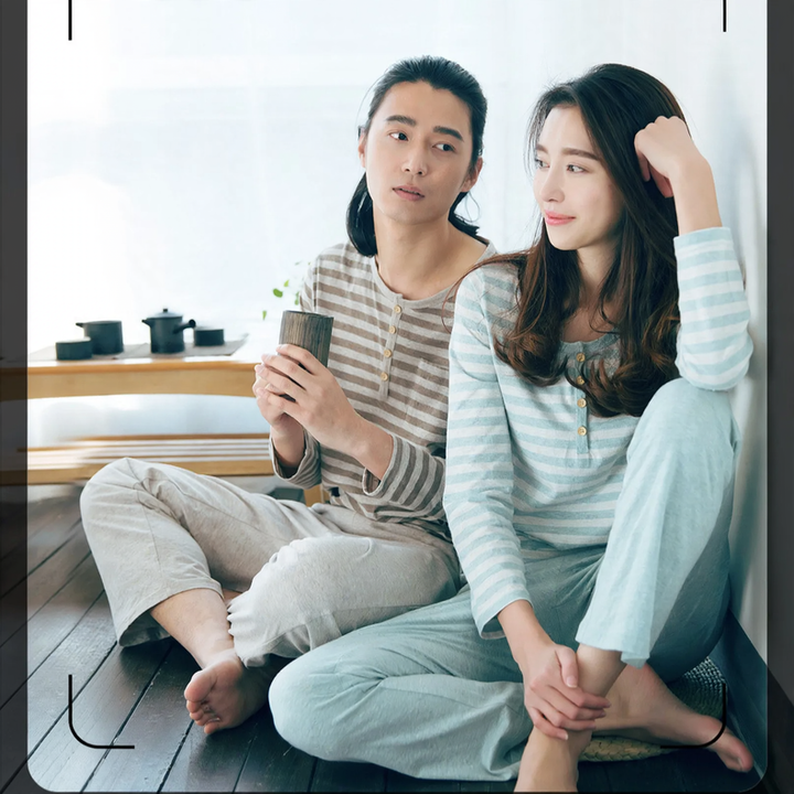 Pair pajamas made of jersey cotton, striped