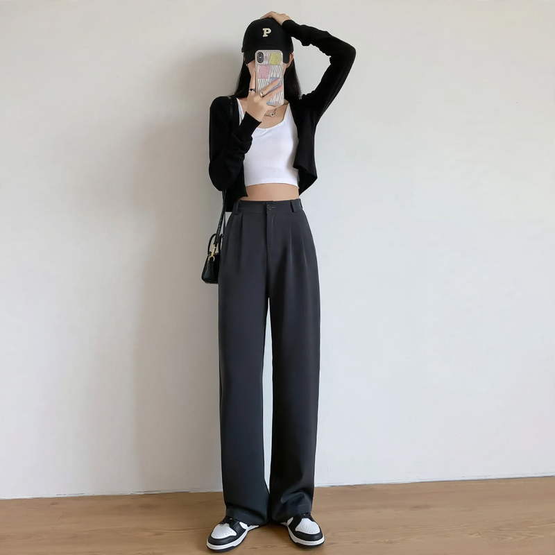 Padded cord wide pants, elegant cut