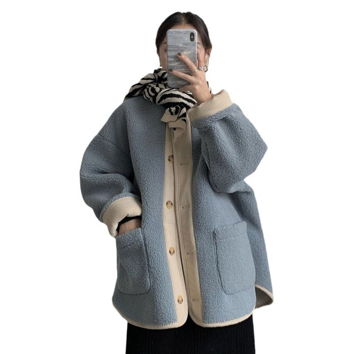 Mid-length, padded jacket in sheepskin look