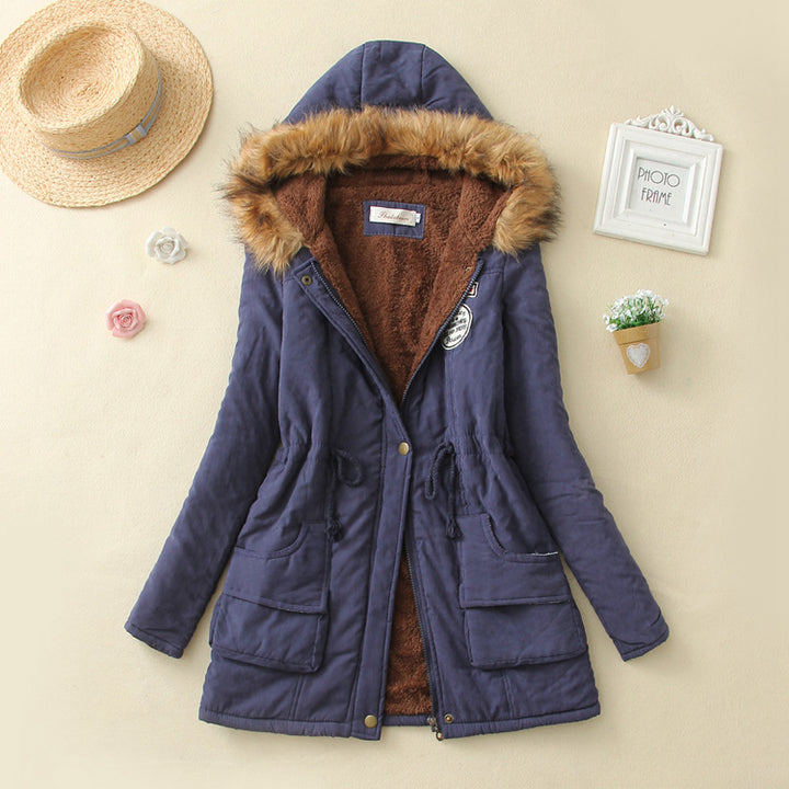 Fleece-lined hooded jacket with lambskin look