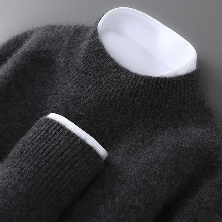 Men's pullover with stand-up collar made of 100% wool