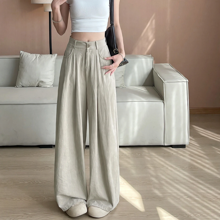 Padded cord pants for women, wide cut