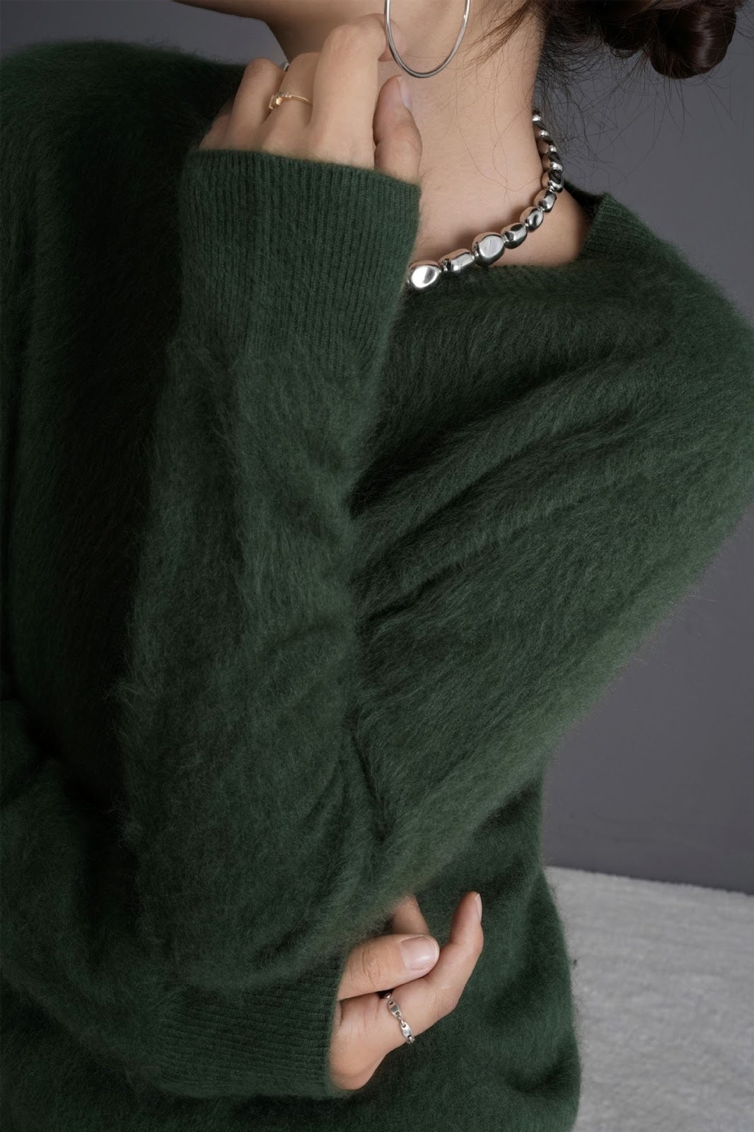 Women's wool sweater, cashmere blend, round neck