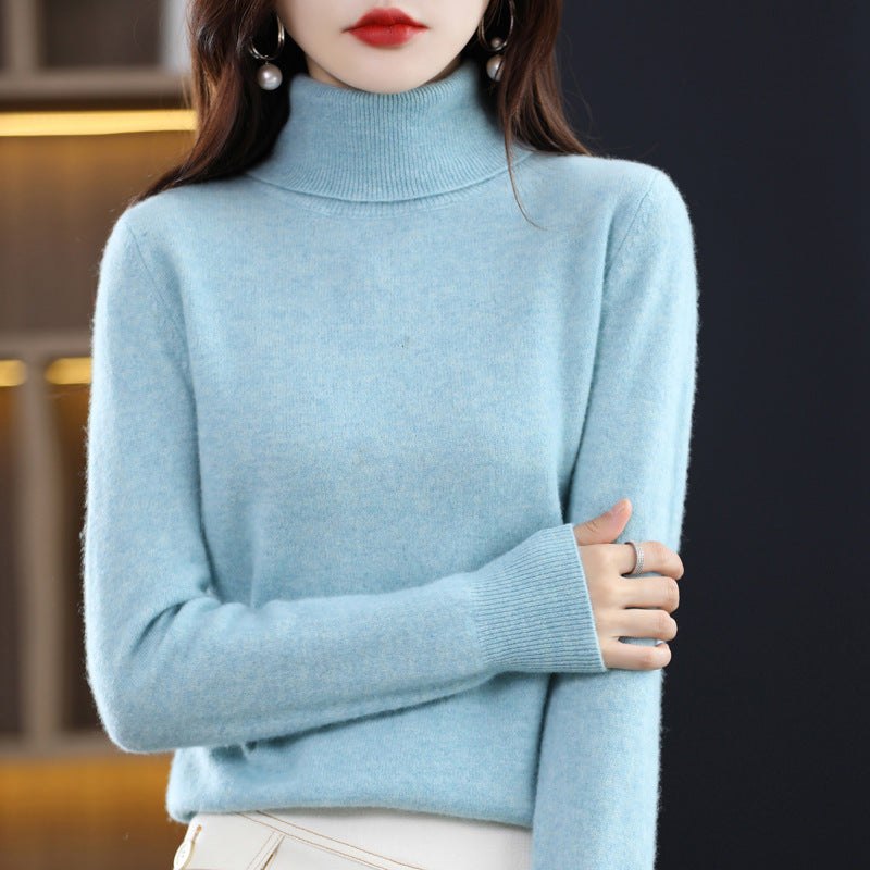 Elegant women's turtleneck sweater, knit, loose fit