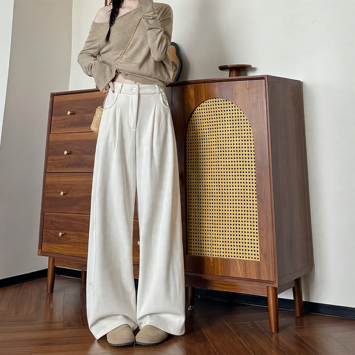 Elegant cord pants for women, wide cut