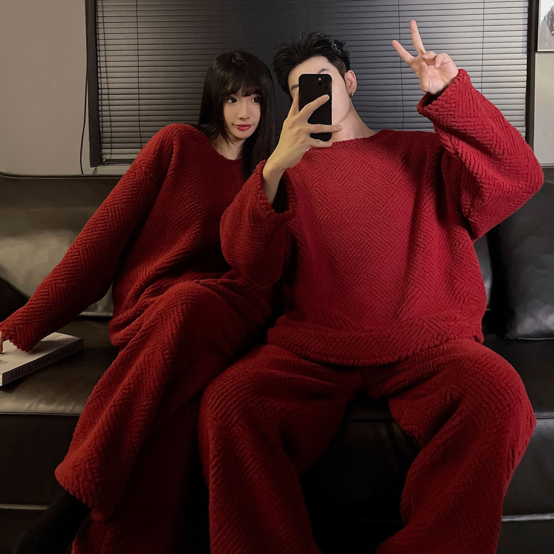 Warmer loungewear for couples, flannel, lined