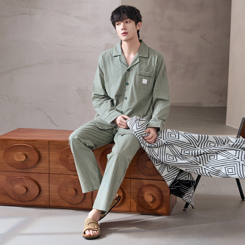 Men's Pajama Set, Cotton, Striped