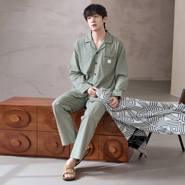 Men's Pajama Set, Cotton, Striped