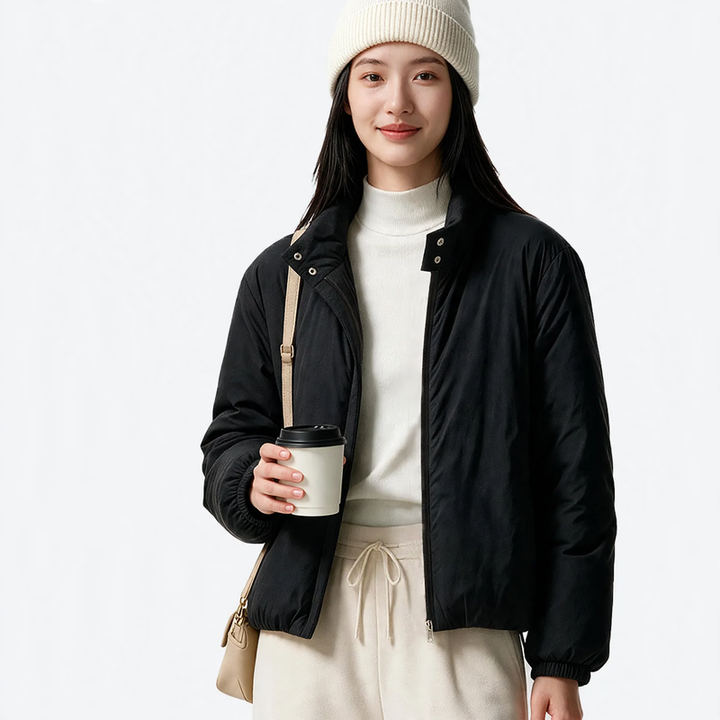 Lightweight, short quilted jacket with wool filling
