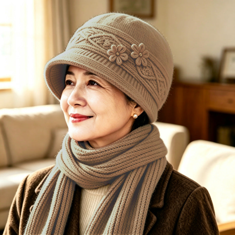 Knit Beanie and Scarf Set for Women