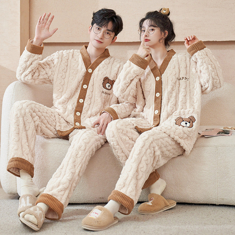 Fluffy flannel loungewear for couples