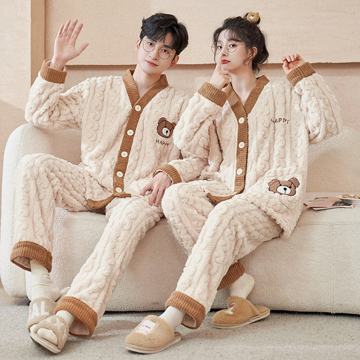 Fluffy flannel loungewear for couples