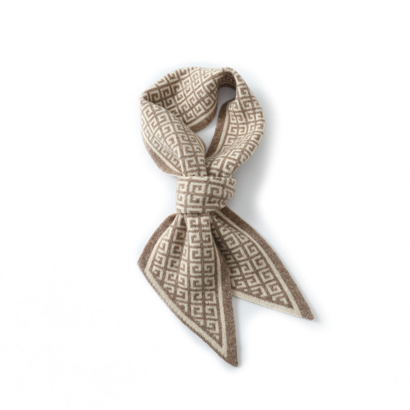 Women's knit scarf made of 100% merino wool, 14x140 cm