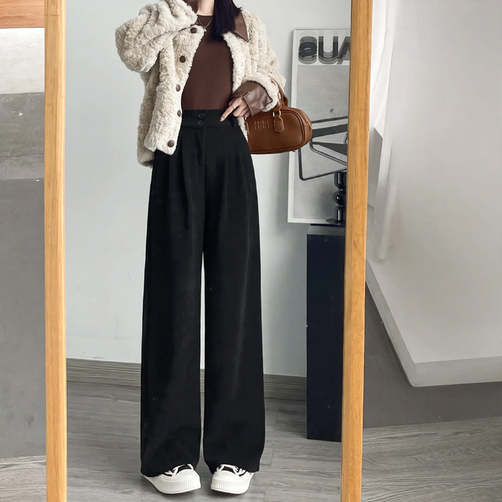 Women's corduroy pants in business style, lined