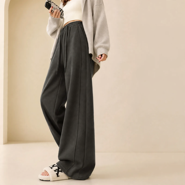 Women's corduroy pants, straight fit, padded