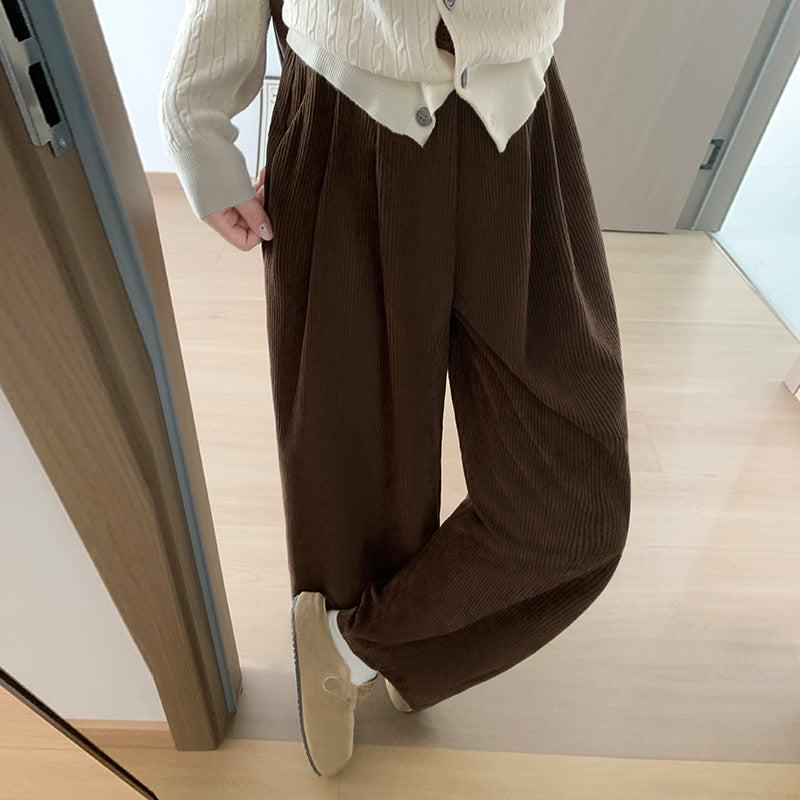 Cord-Harem pants with a high waistband