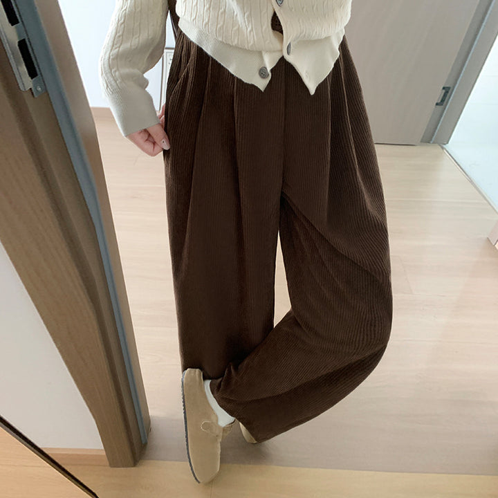 Cord-Harem pants with a high waistband