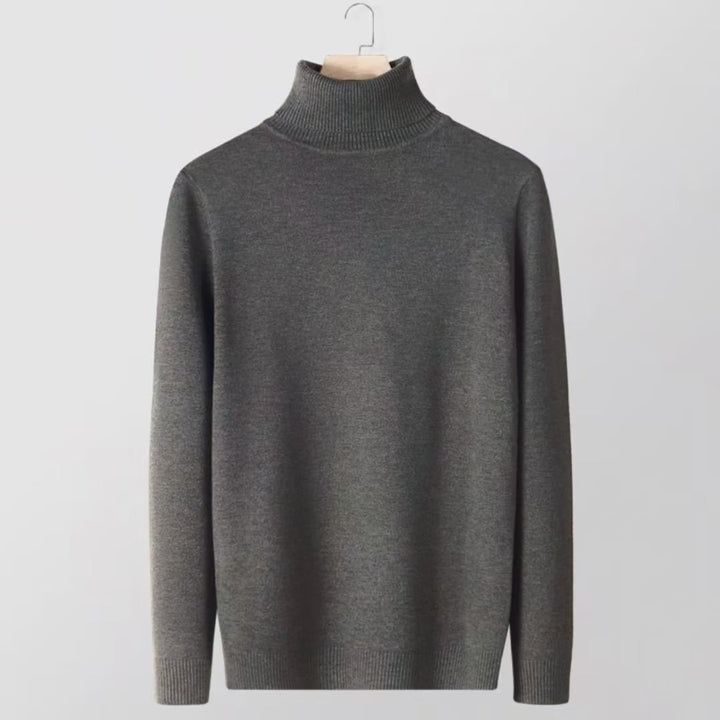 Men's knit sweater with high collar, slim fit