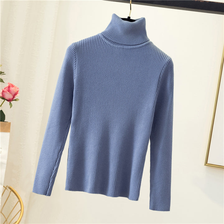 Women's turtleneck sweater, slim fit, solid color