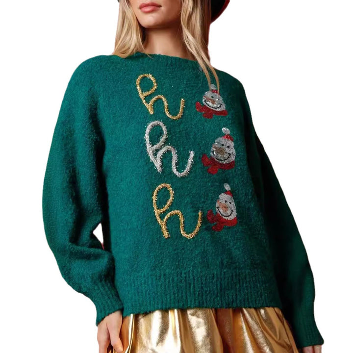 Women’s sweater with sequin Santa