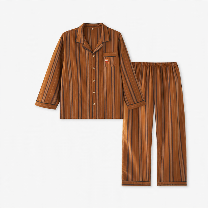 Cotton pajama set for couples, striped