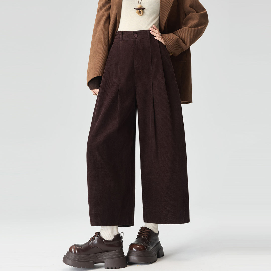 Cord pants, straight cut, 7/8 length
