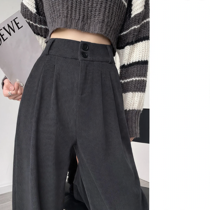 Women's corduroy pants, wide cut, lined