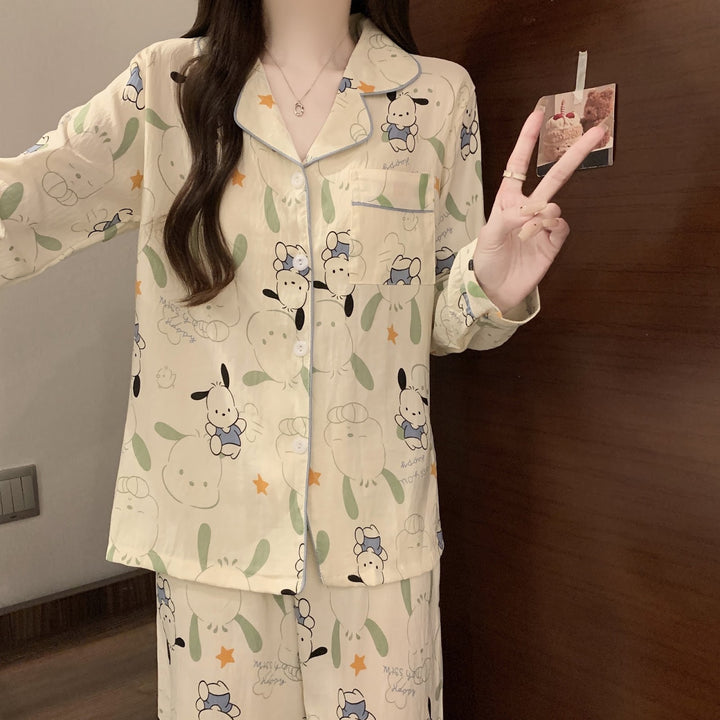 Women's pajamas made of soft cotton, long-sleeved