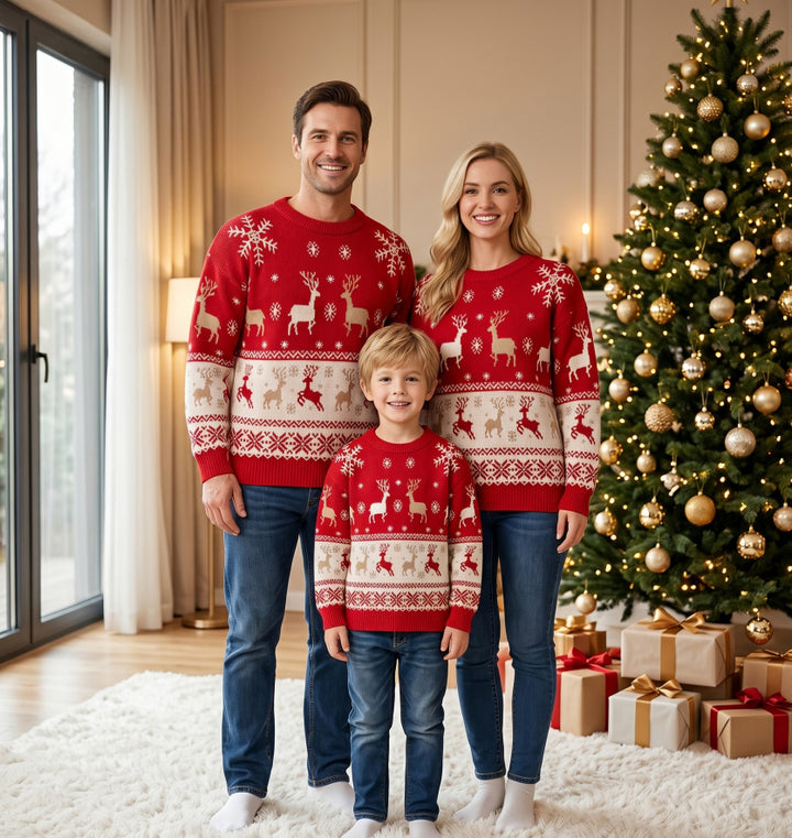 Christmas knit sweater, round neck, for the whole family