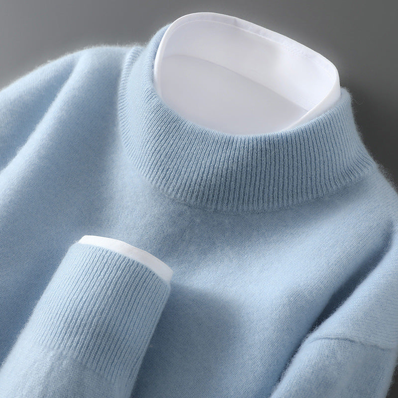 Men's wool sweater, half collar, knit, loose fit