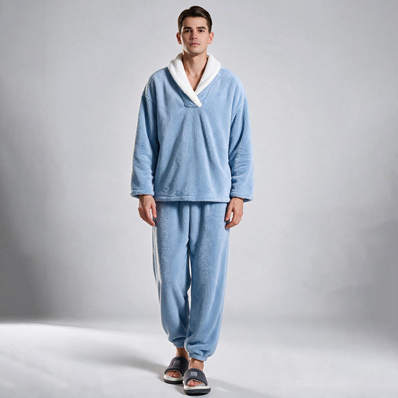 Soft Plush Pajama Set for Couples, Long Sleeve, Winter