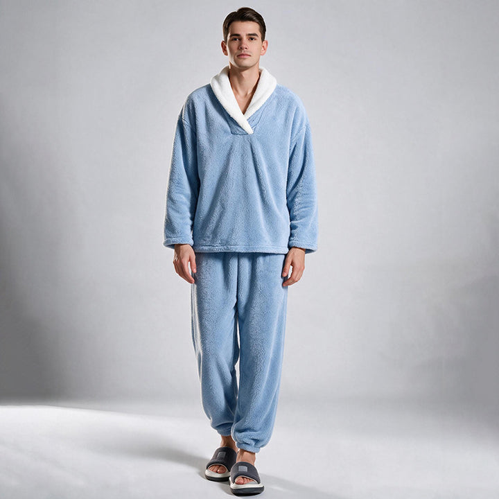Soft Plush Pajama Set for Couples, Long Sleeve, Winter