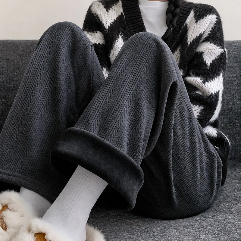 Women's corduroy pants, wide cut