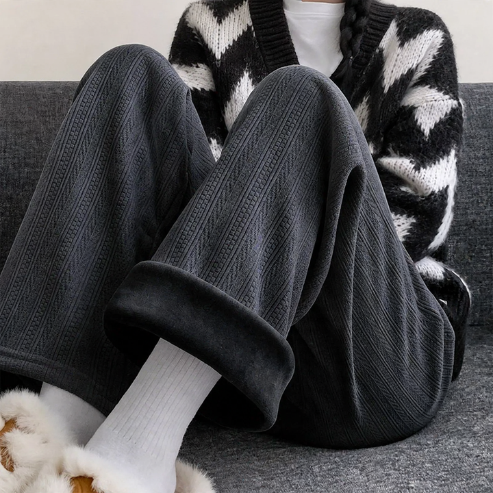 Women's corduroy pants, wide cut