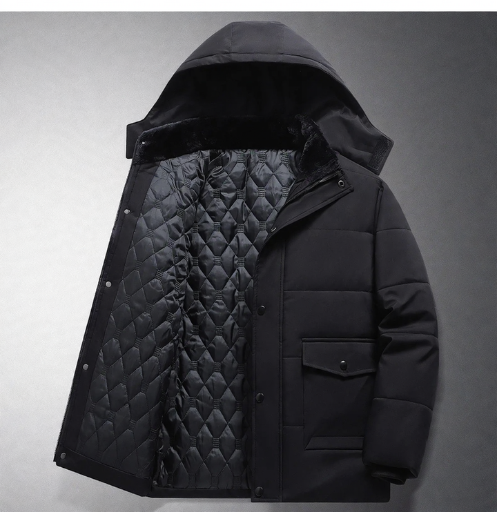 Padded winter jacket for men, removable hood