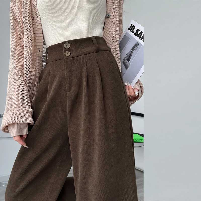 Padded chenille pants with high waist